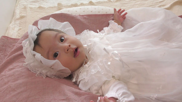 white baby dress like christening gown