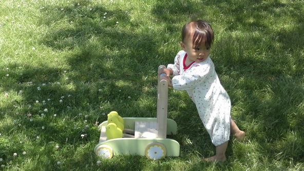 wooden baby walker