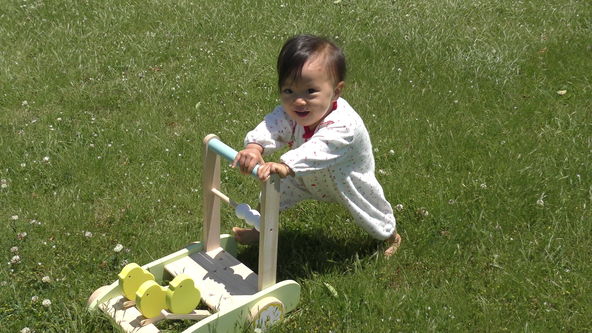 wooden baby walker