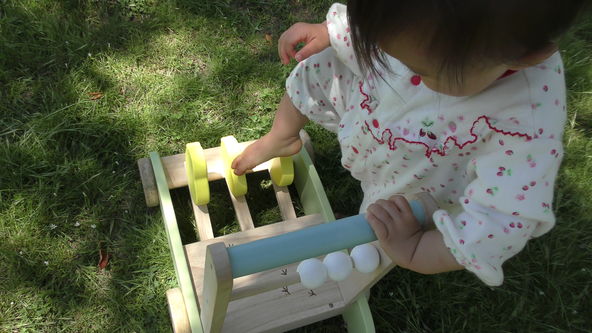 wooden baby walker