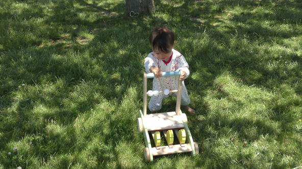 wooden baby walker