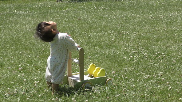 wooden baby walker