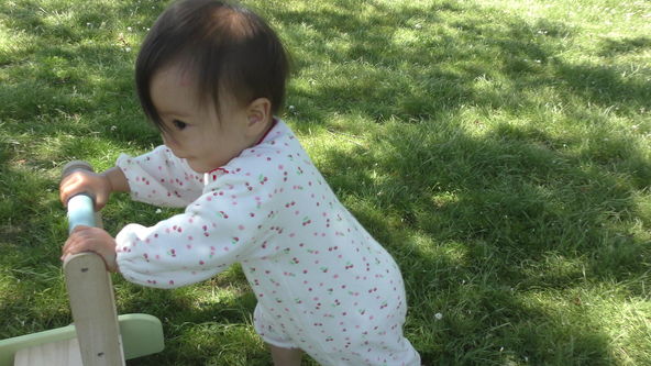 wooden baby walker